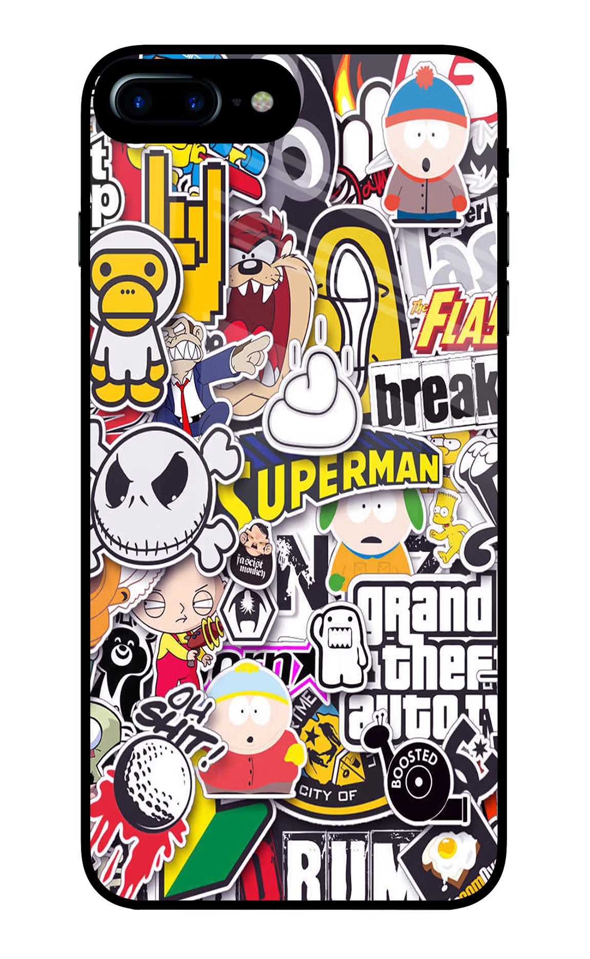 Sticker Bomb iPhone 8 Plus Glass Case Back Cover by Casekaro