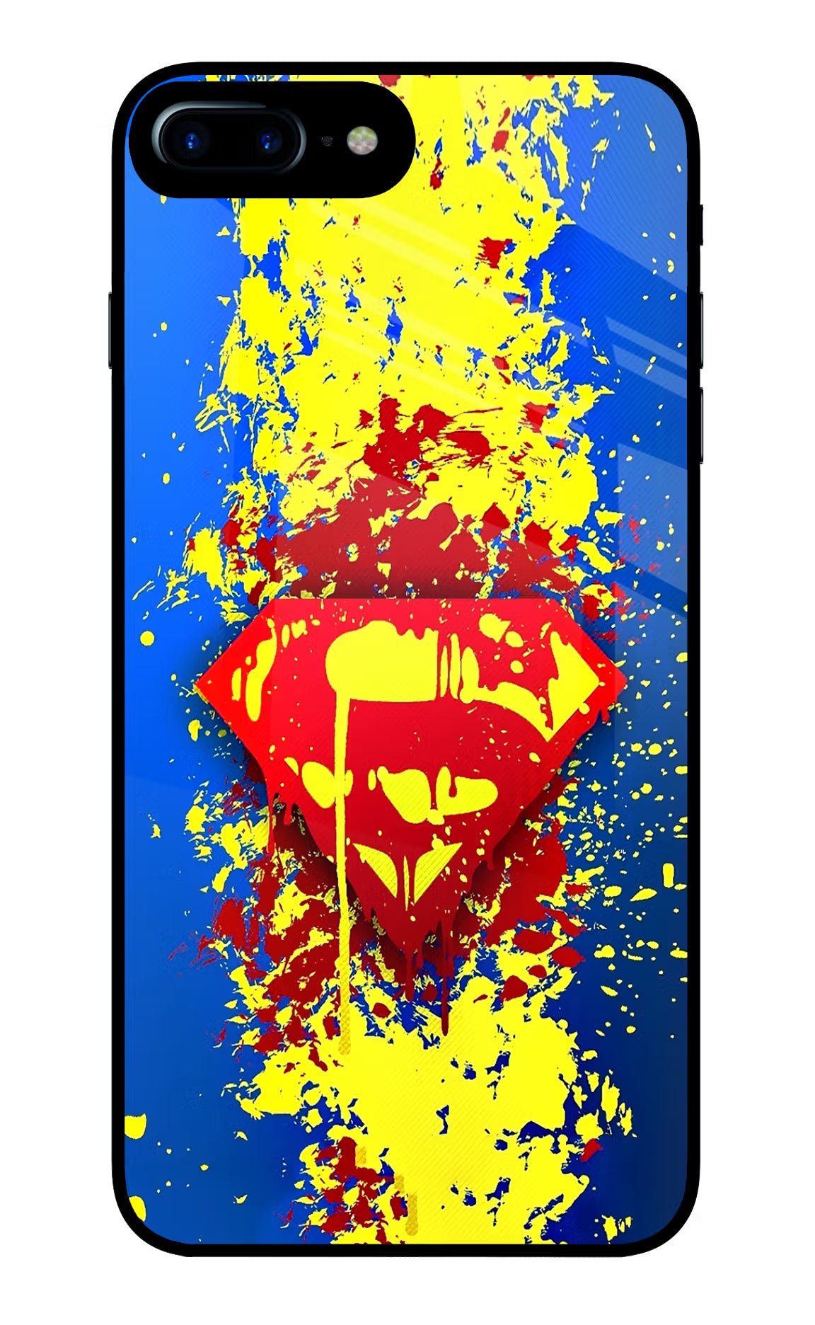 Superman logo iPhone 8 Plus Glass Case Back Cover by Casekaro