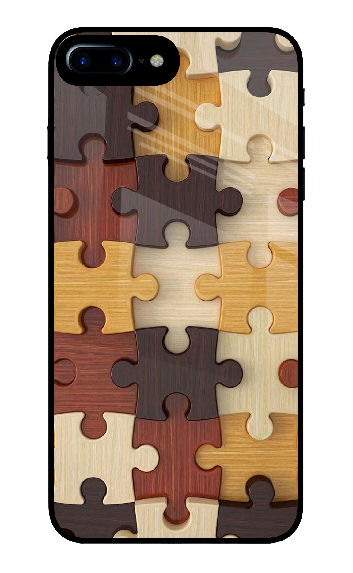 Wooden Puzzle iPhone 8 Plus Glass Case