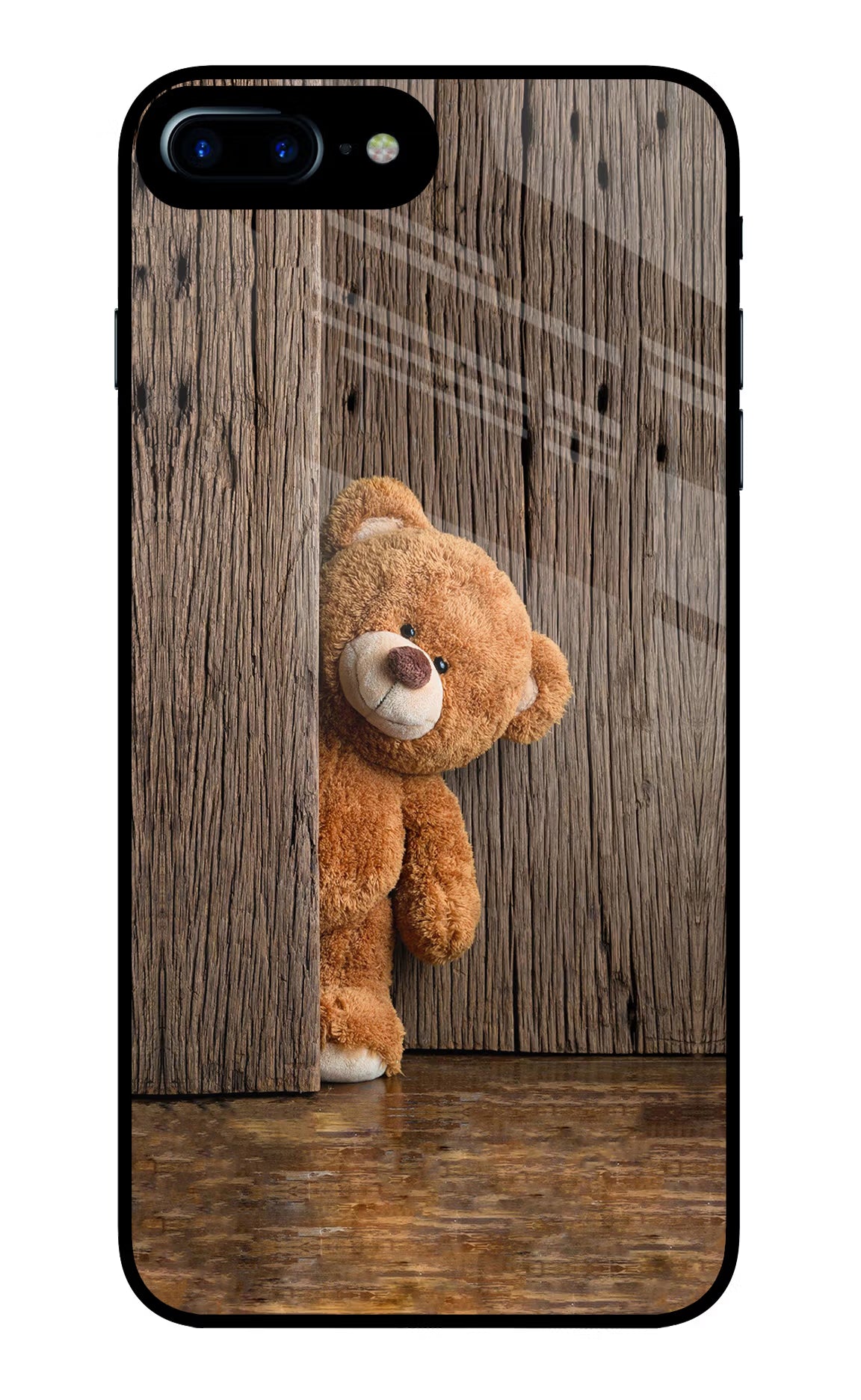 Teddy Wooden iPhone 8 Plus Glass Case Back Cover by Casekaro