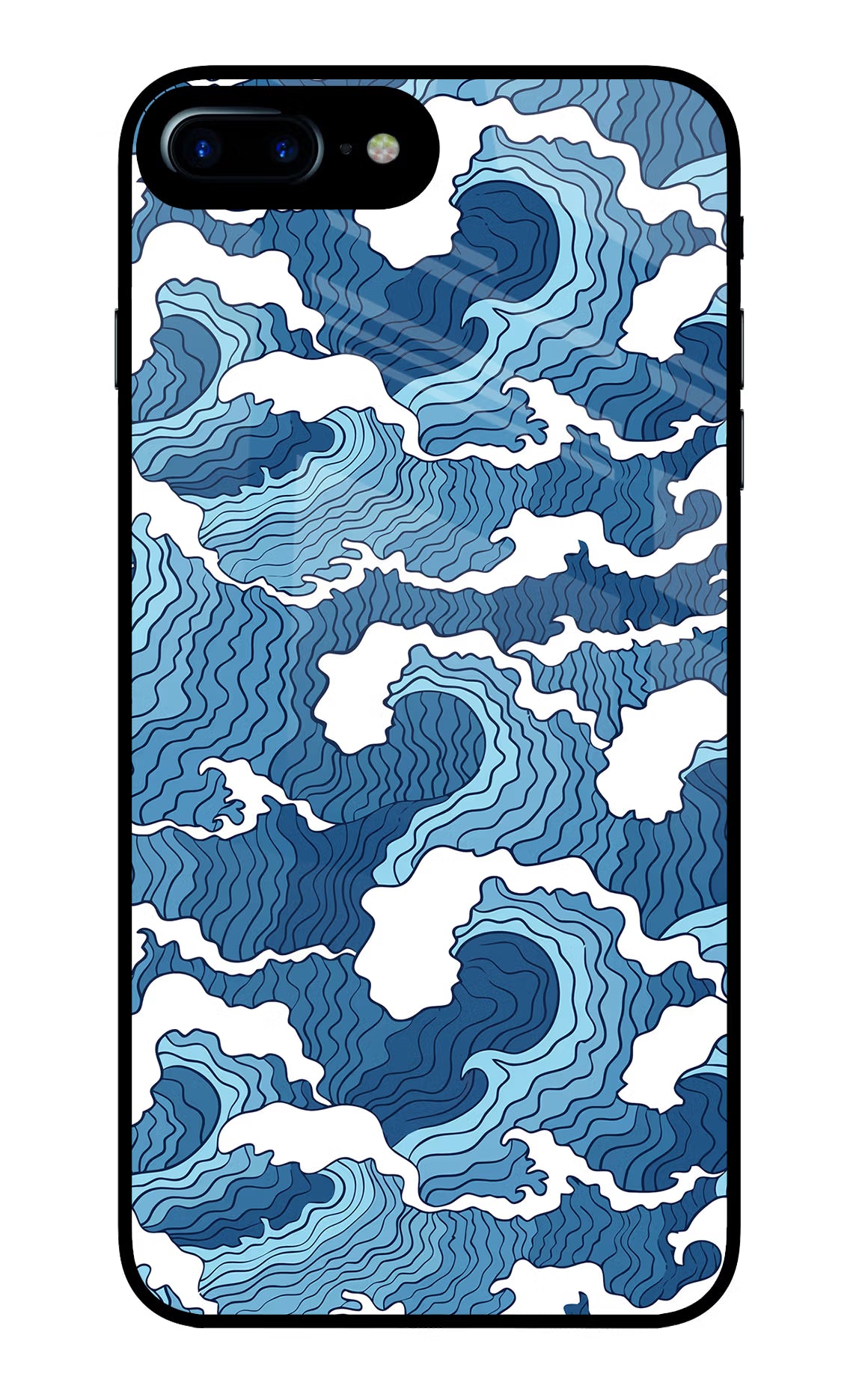 Blue Waves iPhone 8 Plus Glass Case Back Cover by Casekaro