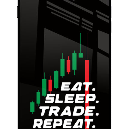 Eat Sleep Trade Repeat iPhone 8 Plus Glass Case Back Cover by Casekaro