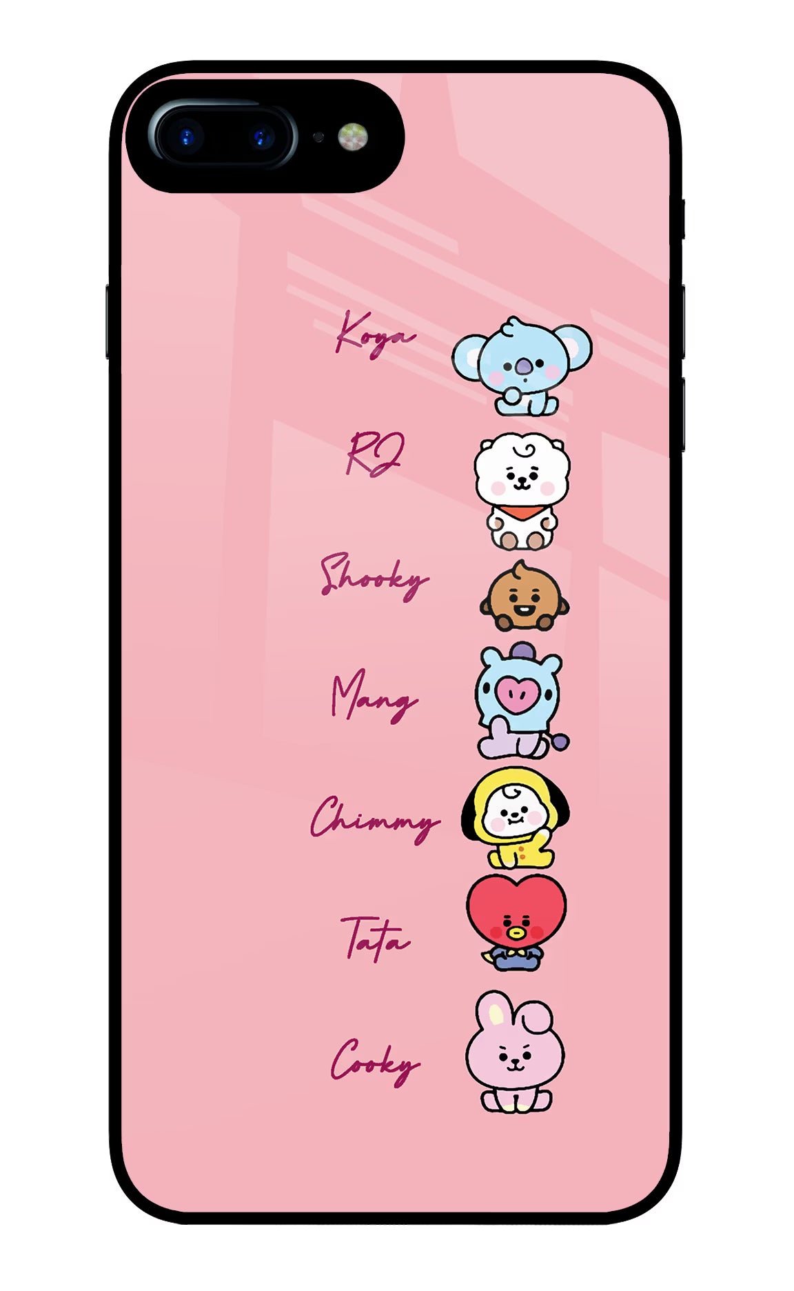 BTS names iPhone 8 Plus Glass Case Back Cover by Casekaro