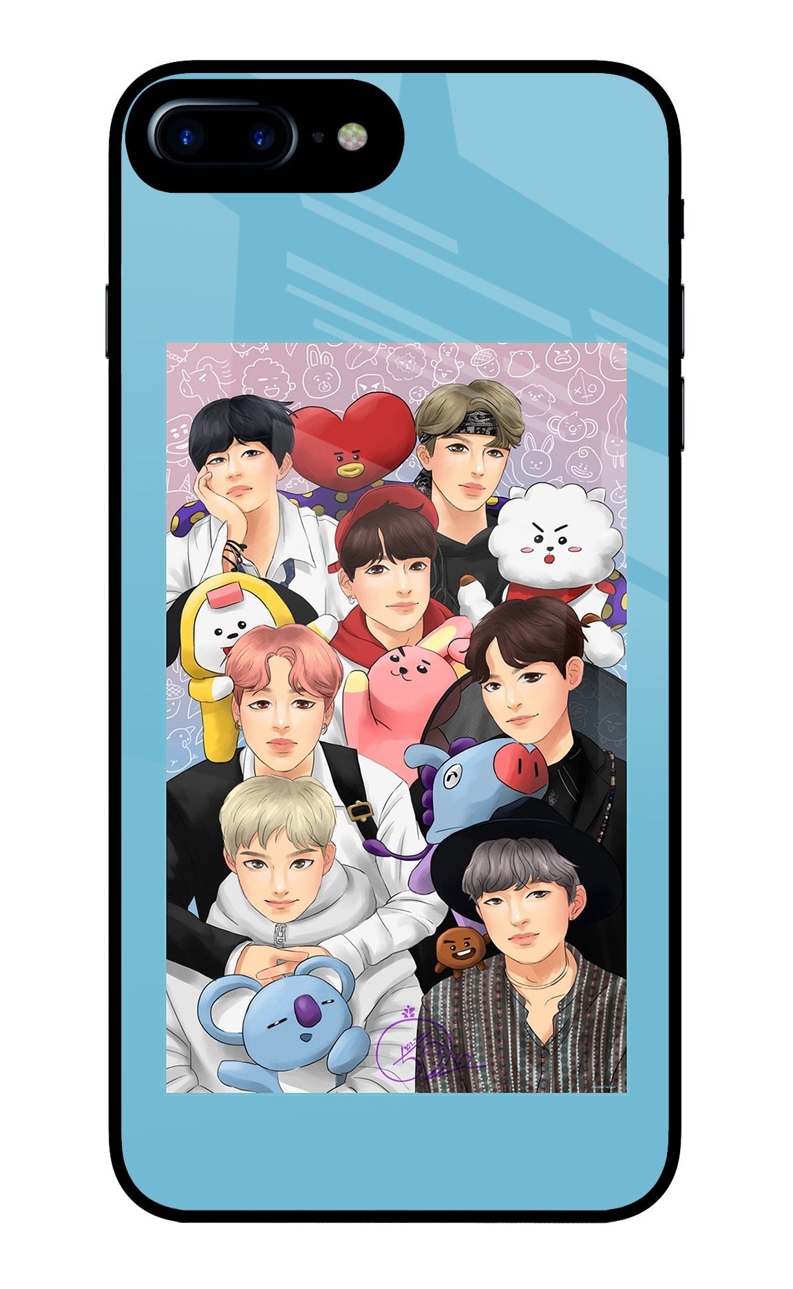 BTS with animals iPhone 8 Plus Glass Case