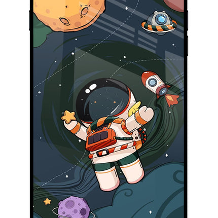 Cartoon Astronaut iPhone 8 Plus Glass Case Back Cover by Casekaro