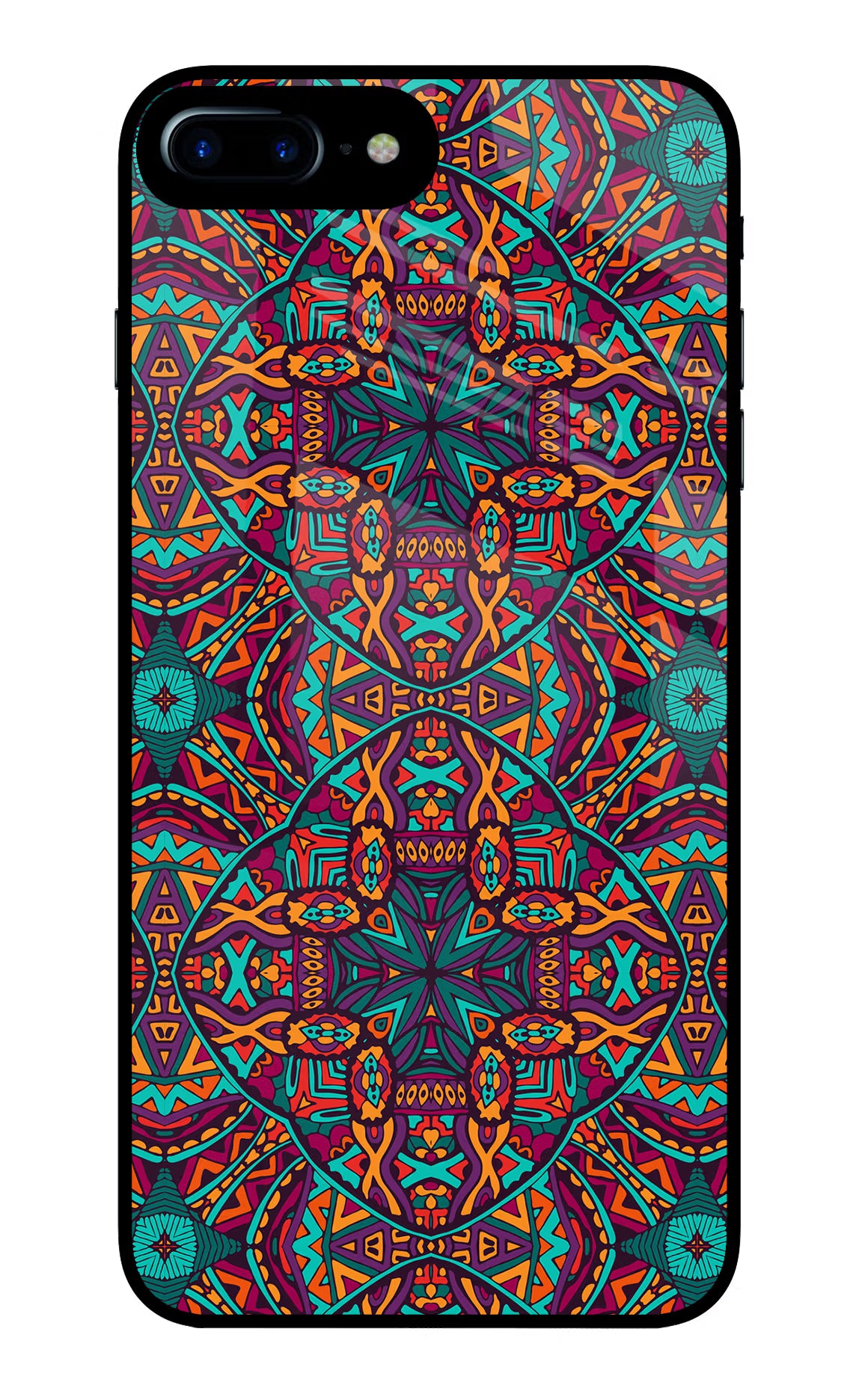 Colour Mandala iPhone 8 Plus Glass Case Back Cover by Casekaro