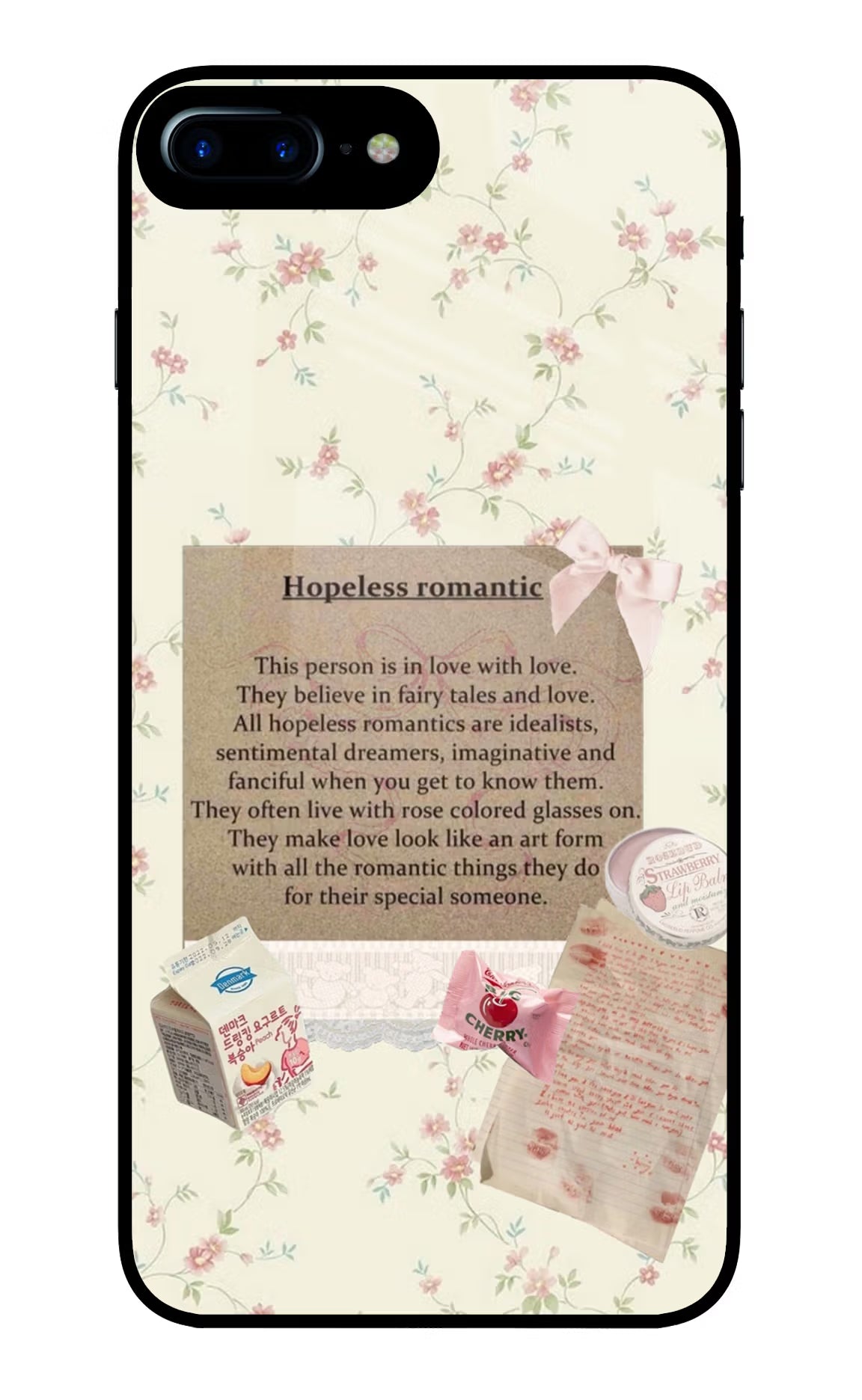 Hopeless Romantic iPhone 8 Plus Glass Case Back Cover by Casekaro