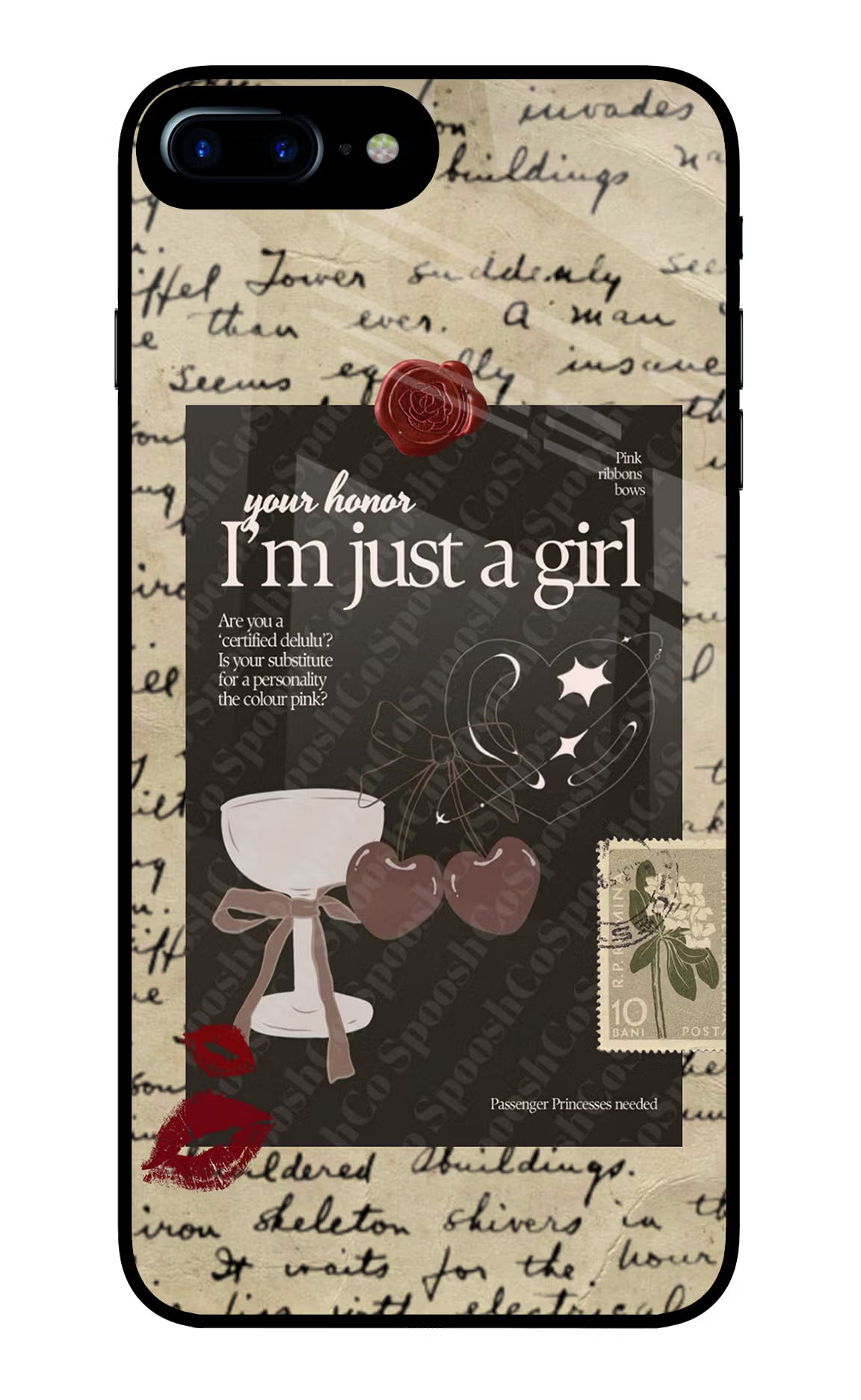 I am just a girl iPhone 8 Plus Glass Case Back Cover by Casekaro