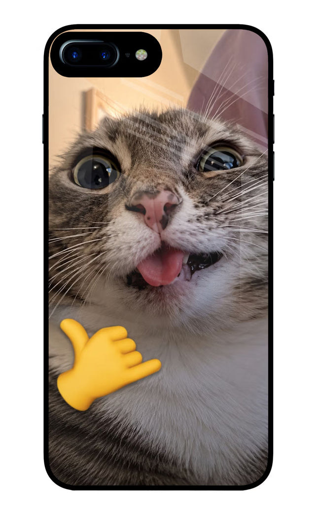 Silly Cat Call iPhone 8 Plus Glass Case
