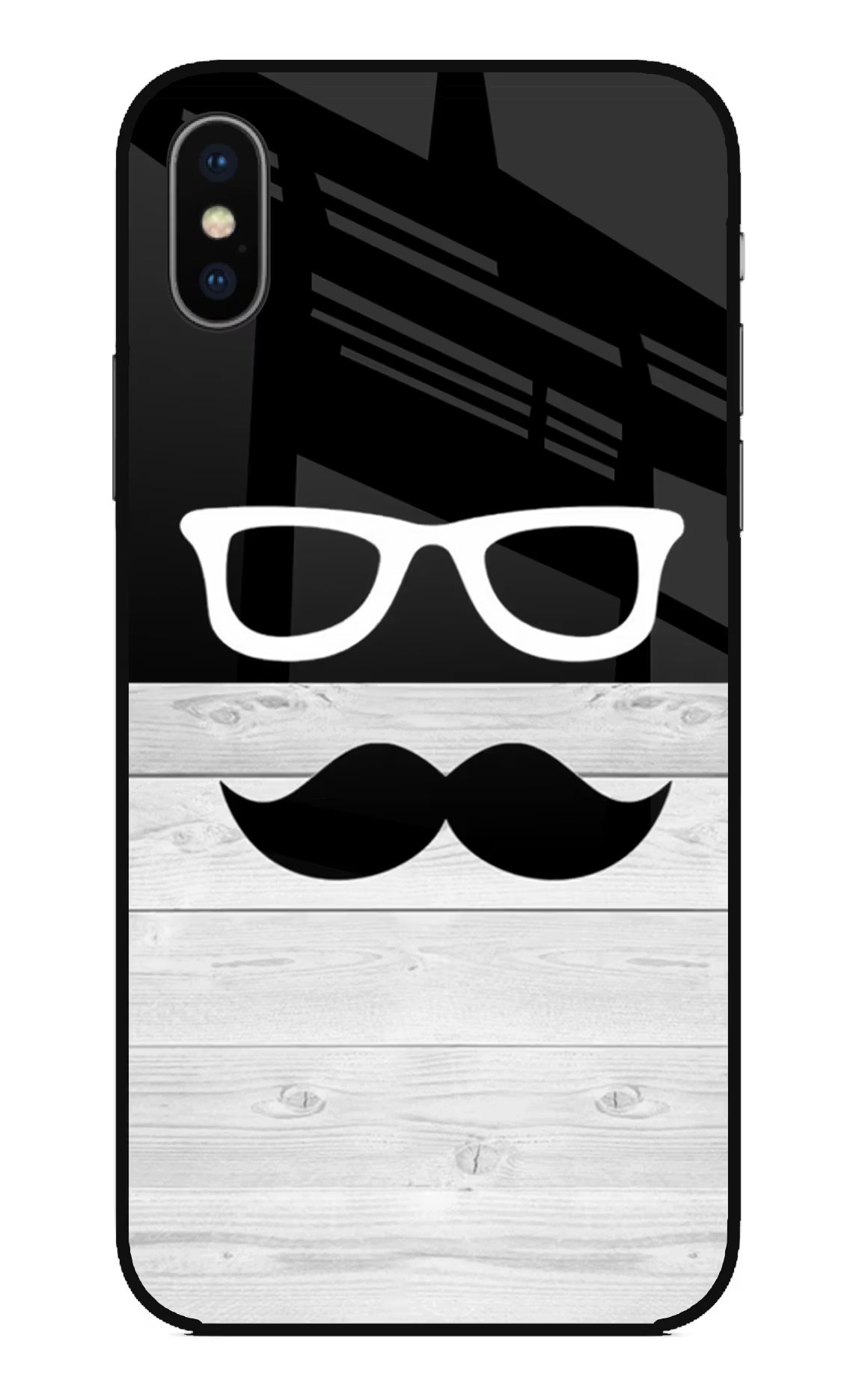 Mustache iPhone X Glass Case Back Cover by Casekaro