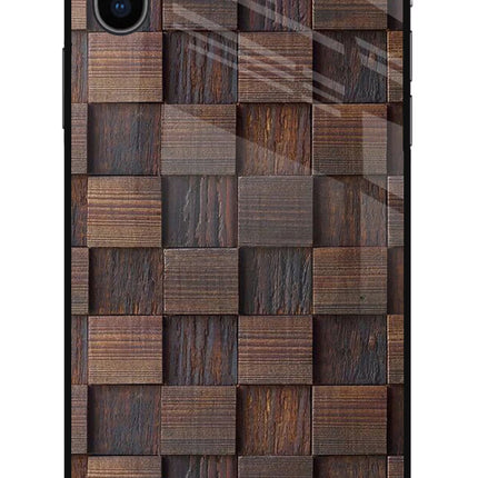 Wooden Cube Design iPhone X Glass Case