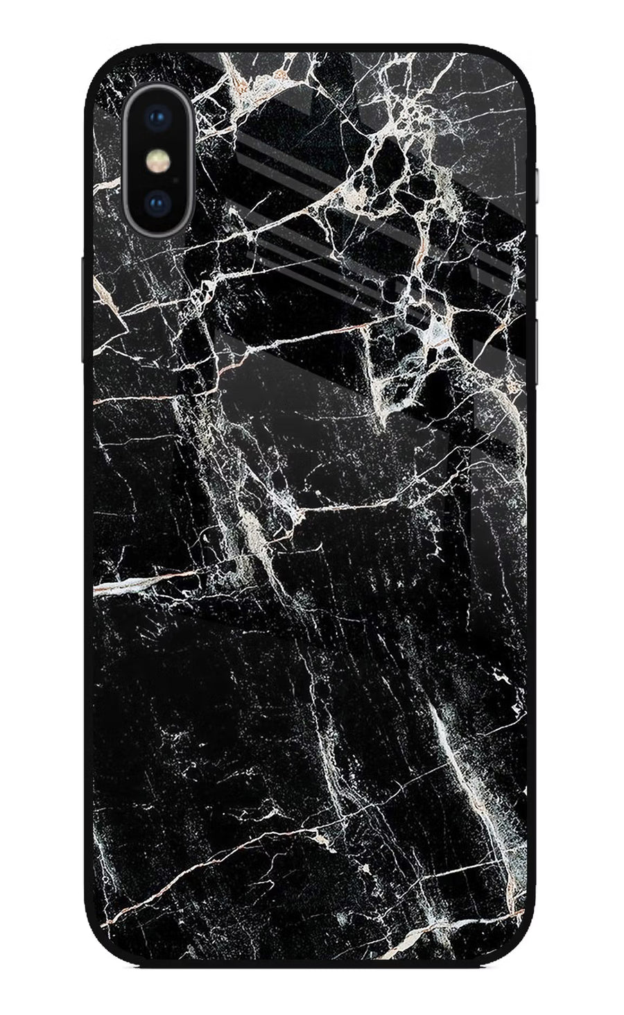 Black Marble Texture iPhone X Back Cover, Glass case
