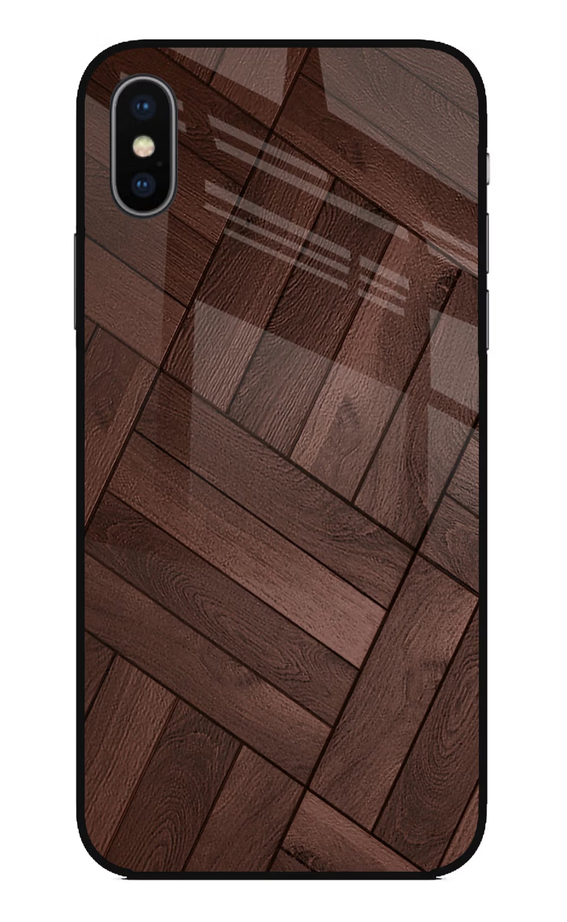Wooden Texture Design iPhone X Glass Case Back Cover by Casekaro