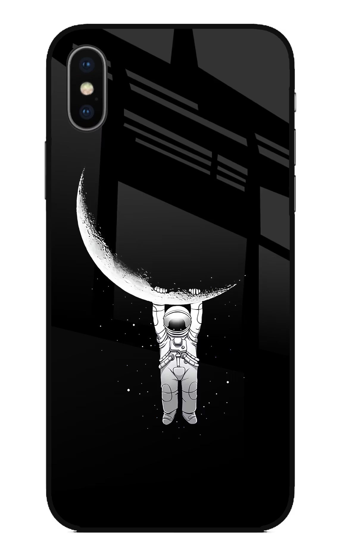 Moon Space iPhone X Glass Case Back Cover by Casekaro