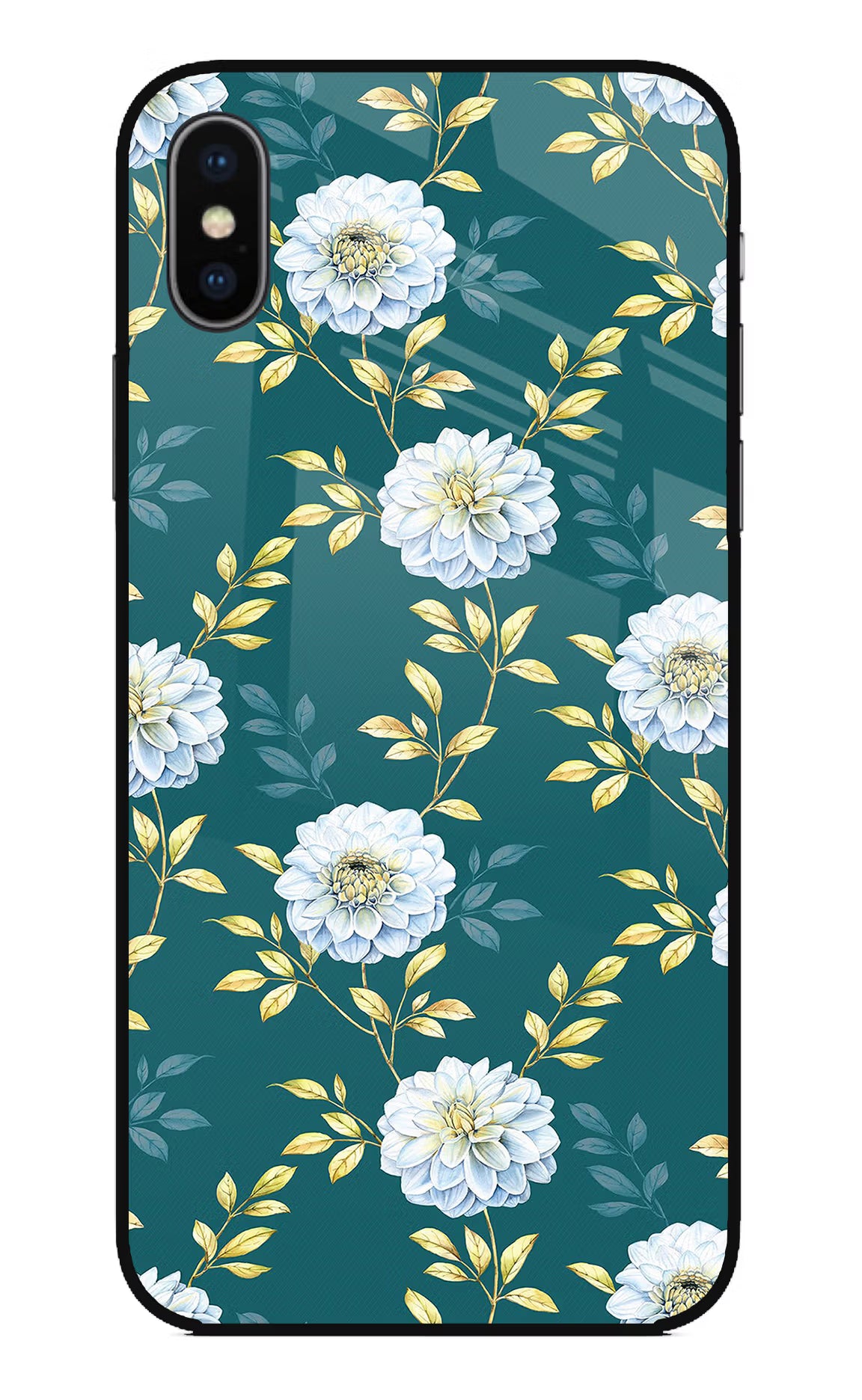 Flowers iPhone X Glass Case Back Cover by Casekaro