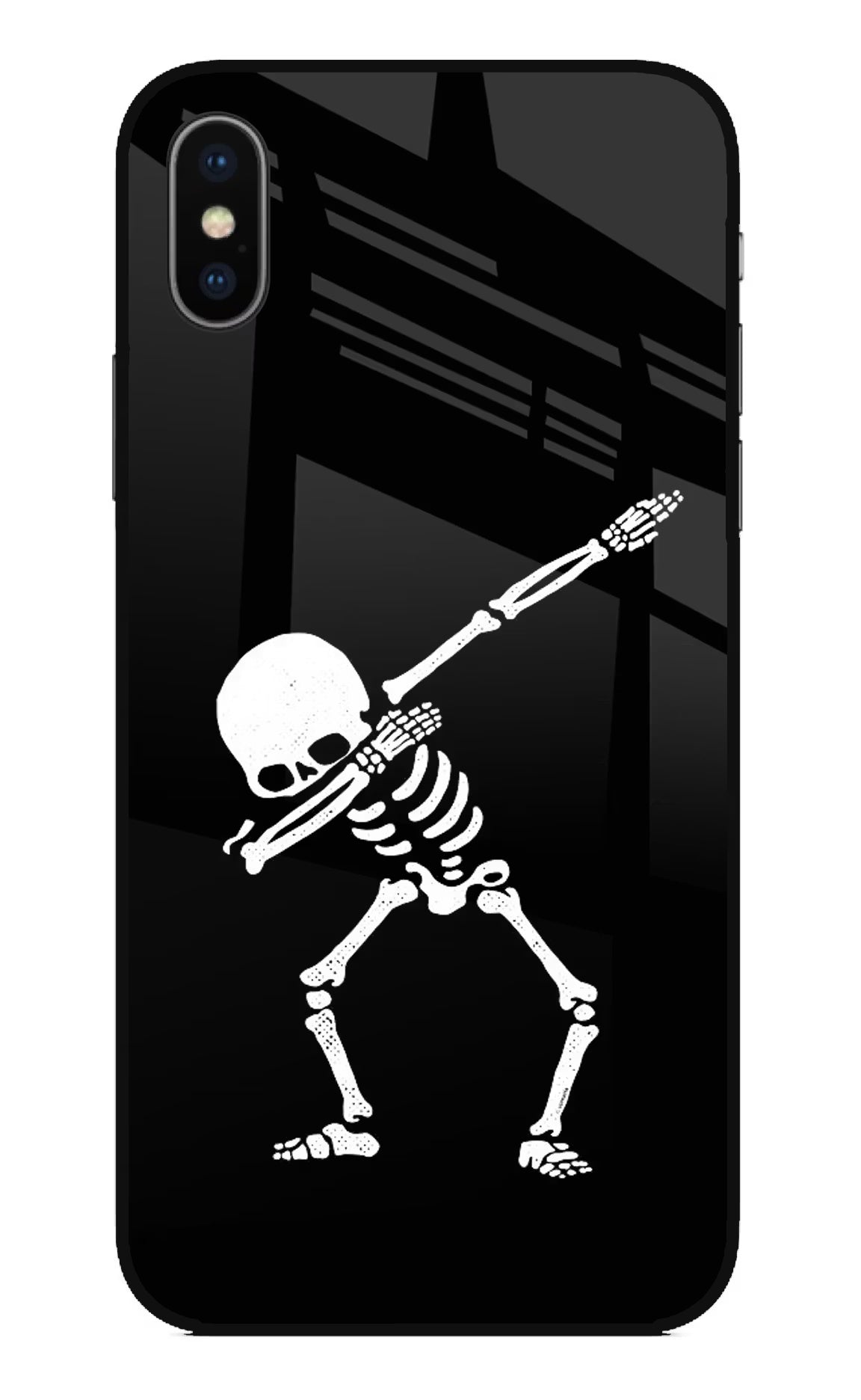 Dabbing Skeleton Art iPhone X Glass Case Back Cover by Casekaro
