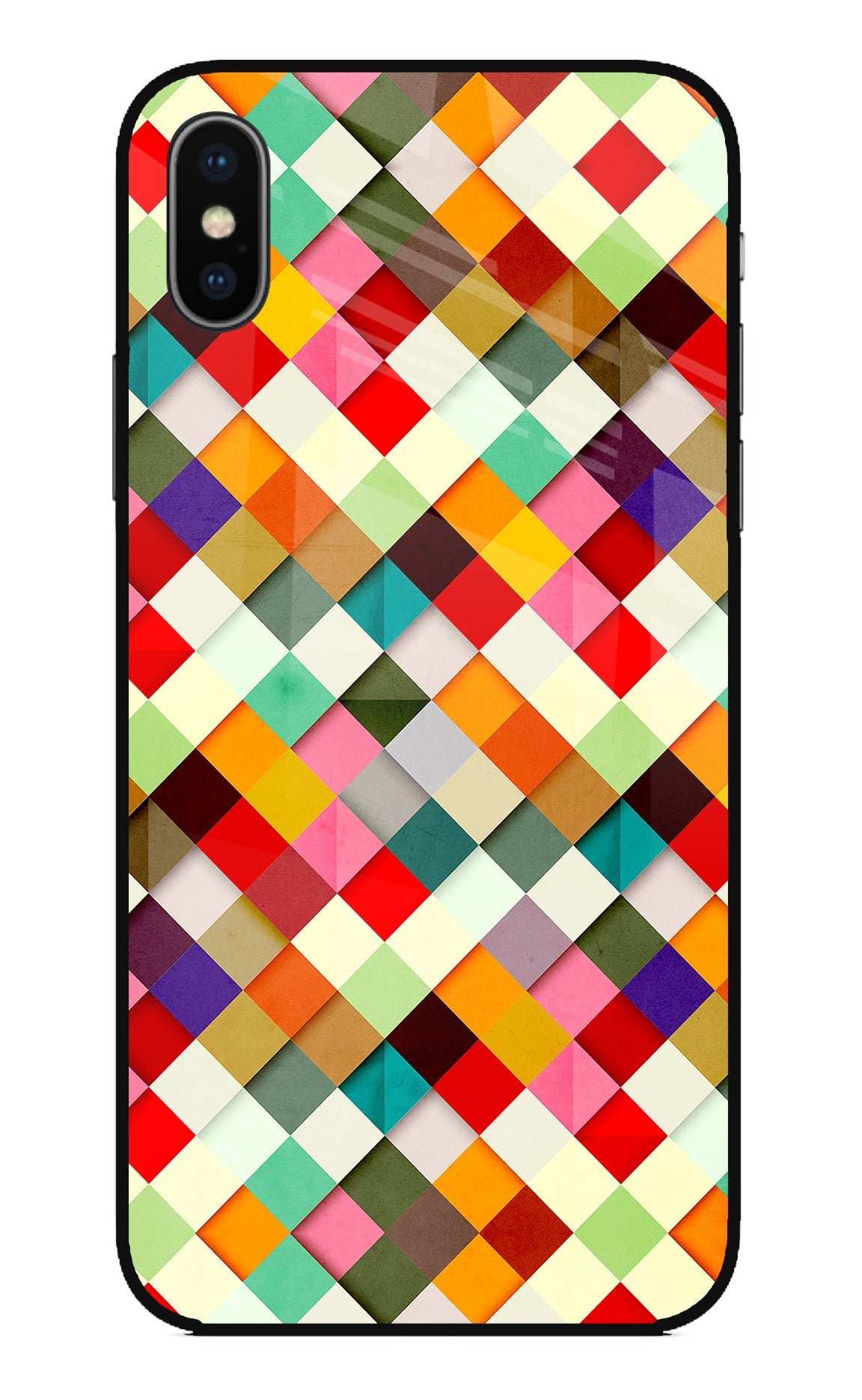 Geometric Abstract Colorful iPhone X Glass Case