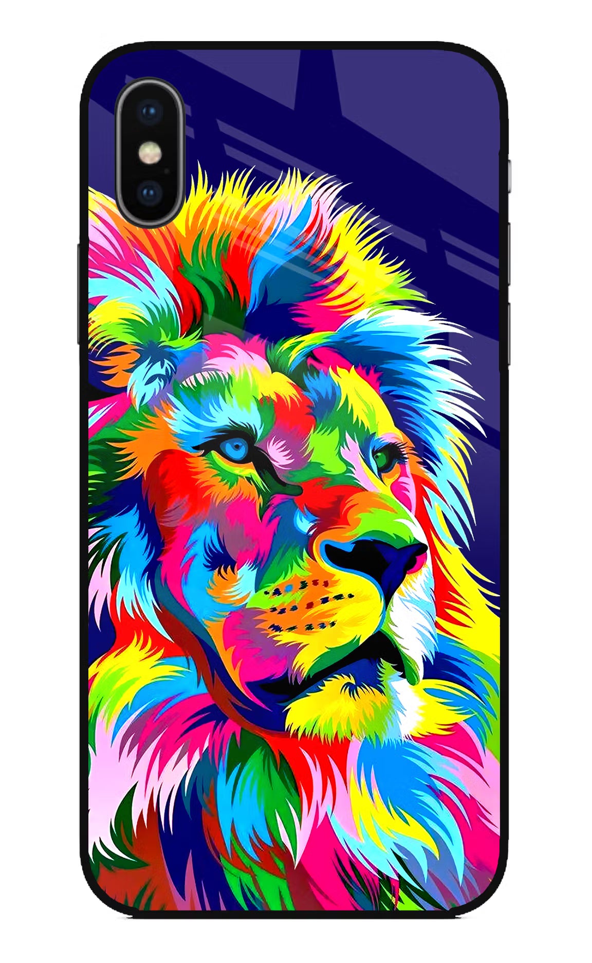 Vector Art Lion iPhone X Glass Case Back Cover by Casekaro