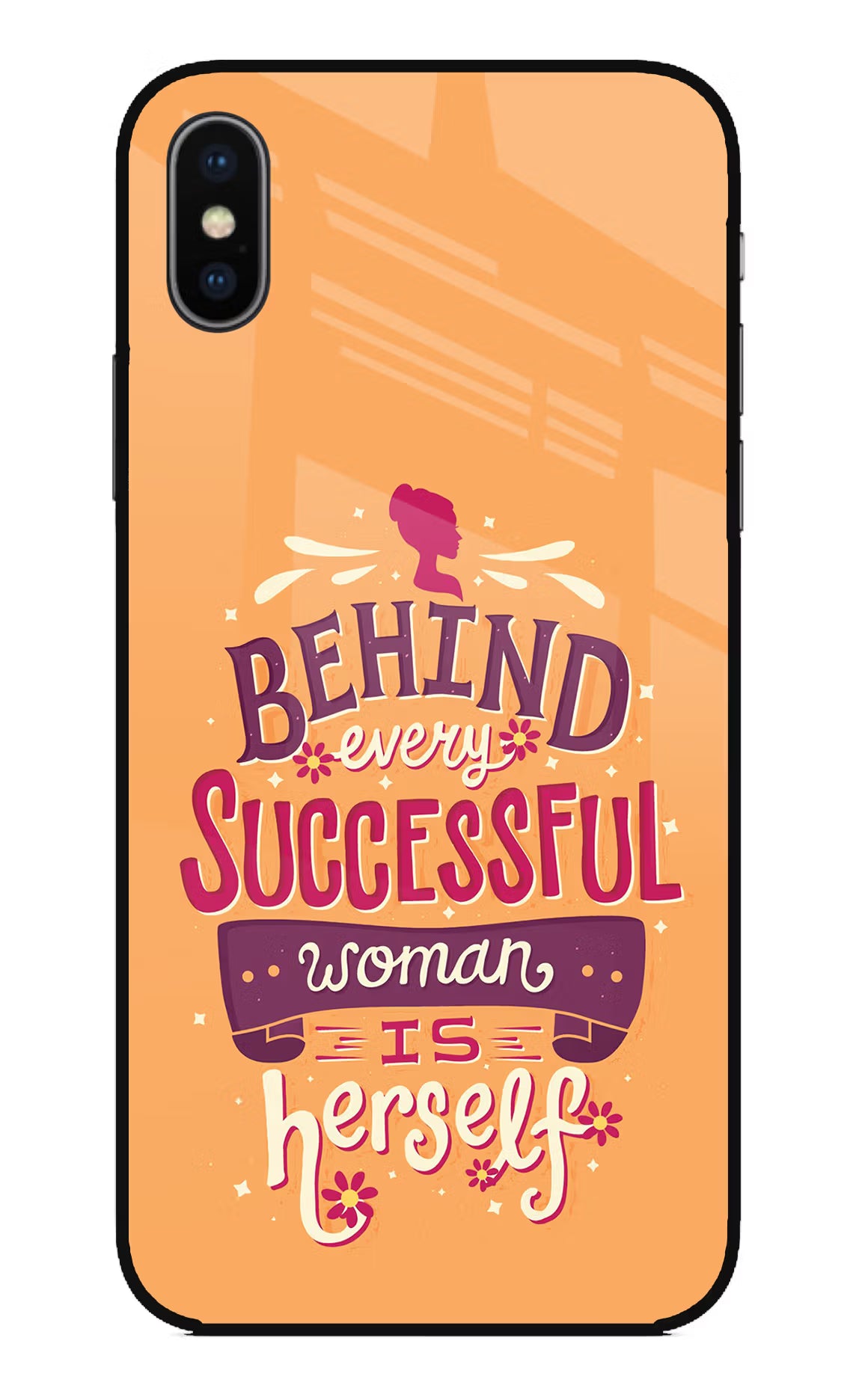 Behind Every Successful Woman There Is Herself iPhone X Glass Case Back Cover by Casekaro