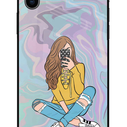 Selfie Girl iPhone X Glass Case