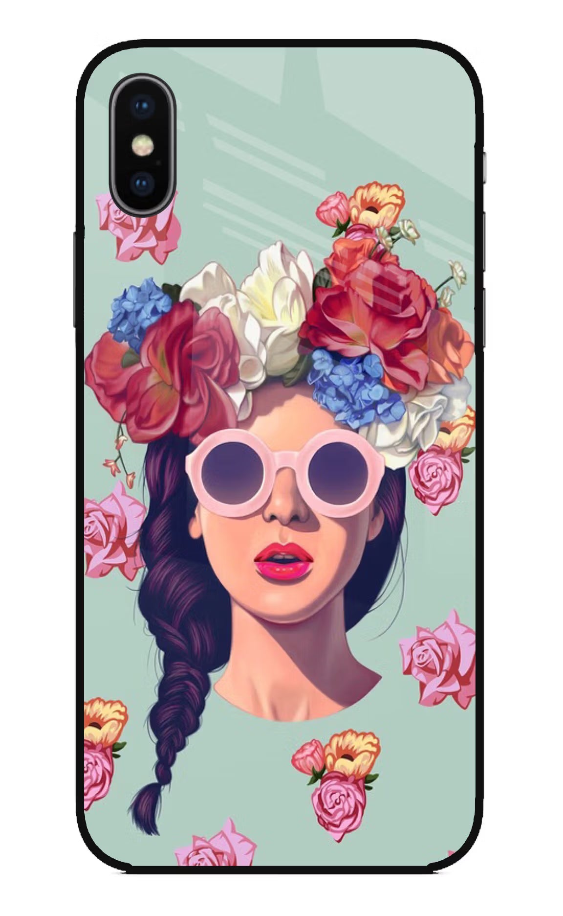 Pretty Girl iPhone X Glass Case Back Cover by Casekaro