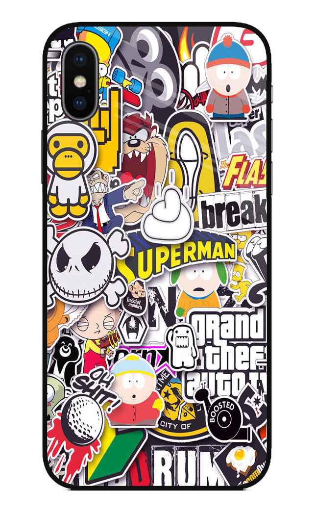 Sticker Bomb iPhone X Glass Case
