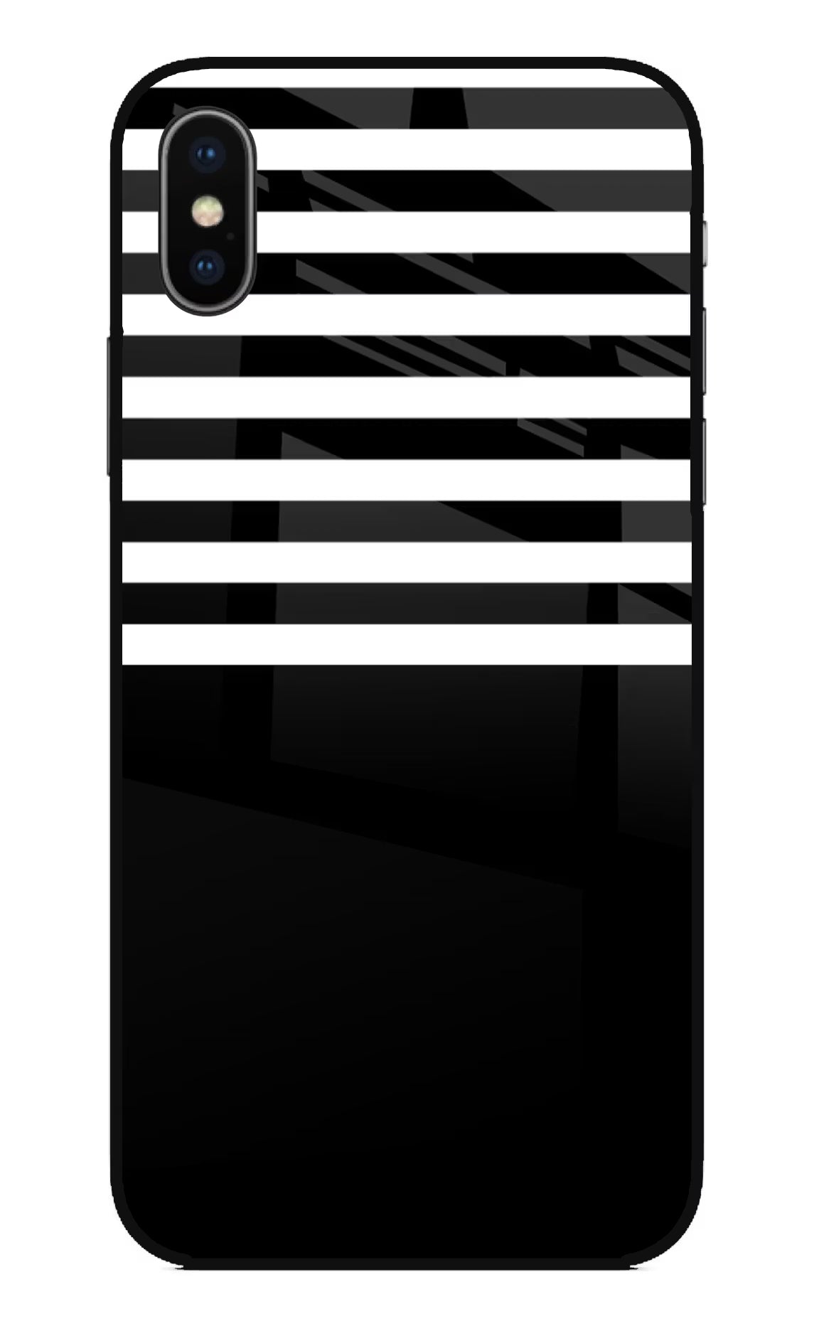 Black and White Print iPhone X Glass Case Back Cover by Casekaro
