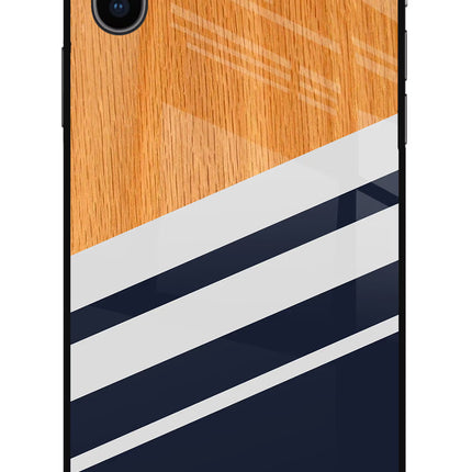 Blue and white wooden iPhone X Glass Case