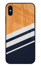Blue and white wooden iPhone X Glass Case