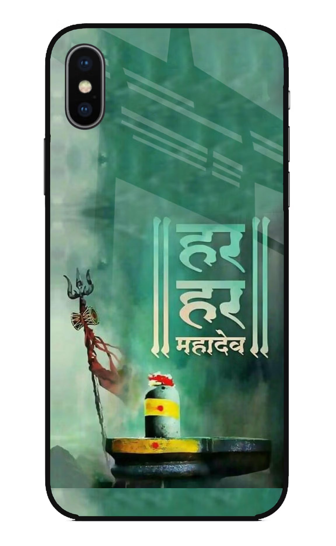 Har Har Mahadev Shivling iPhone X Glass Case Back Cover by Casekaro