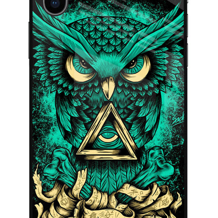 Green Owl iPhone X Glass Case