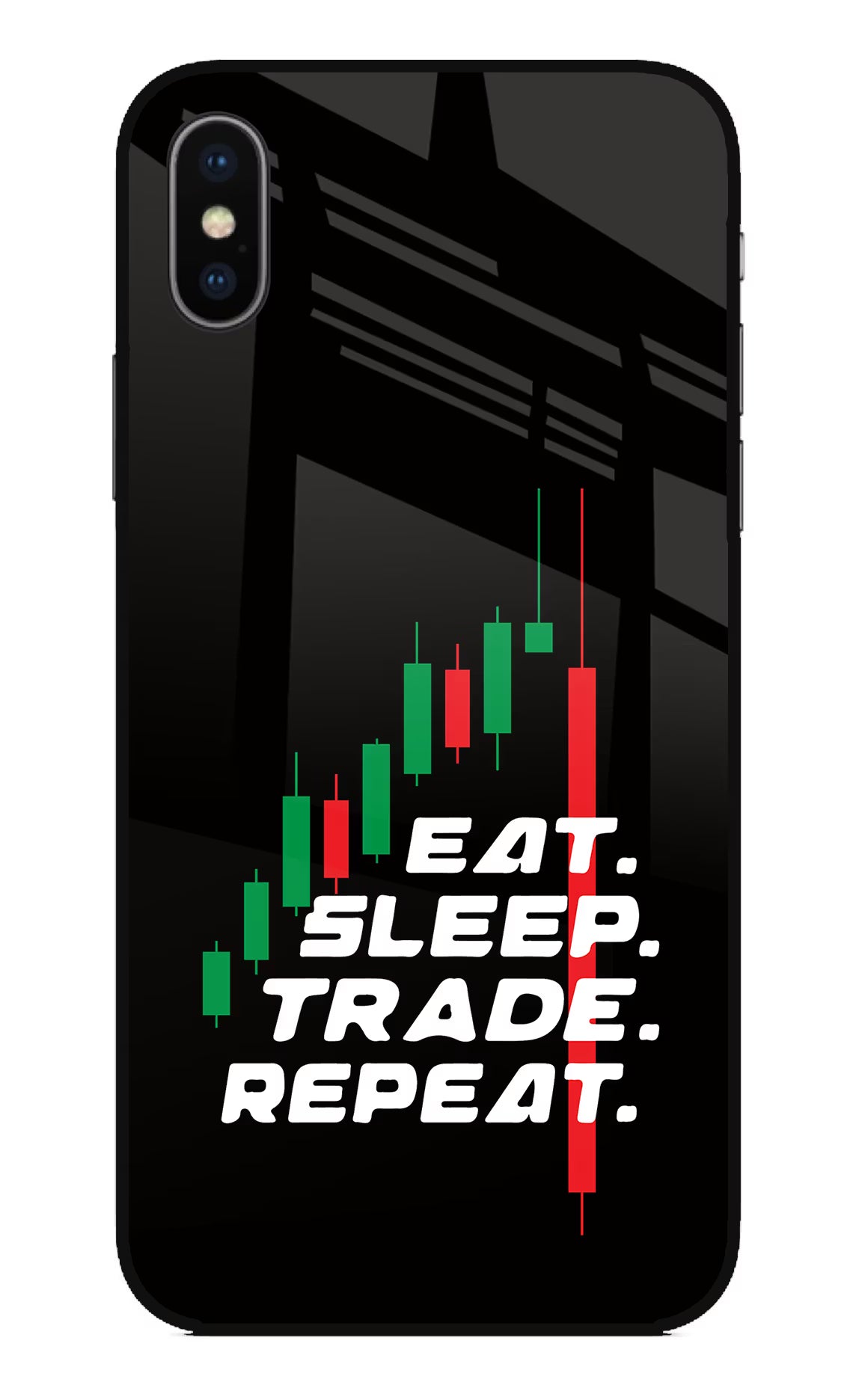 Eat Sleep Trade Repeat iPhone X Glass Case Back Cover by Casekaro
