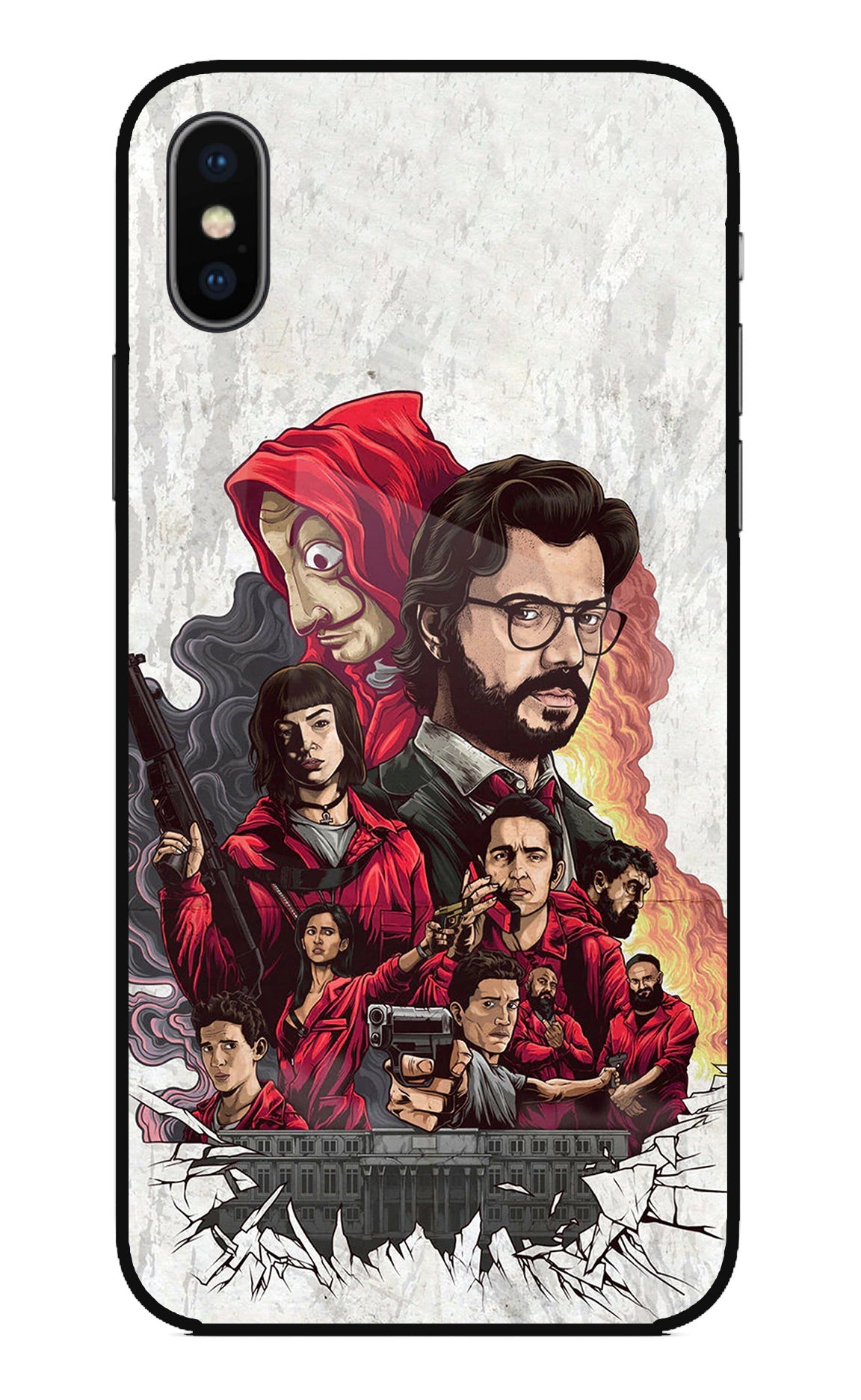 Money Heist Artwork iPhone X Glass Case