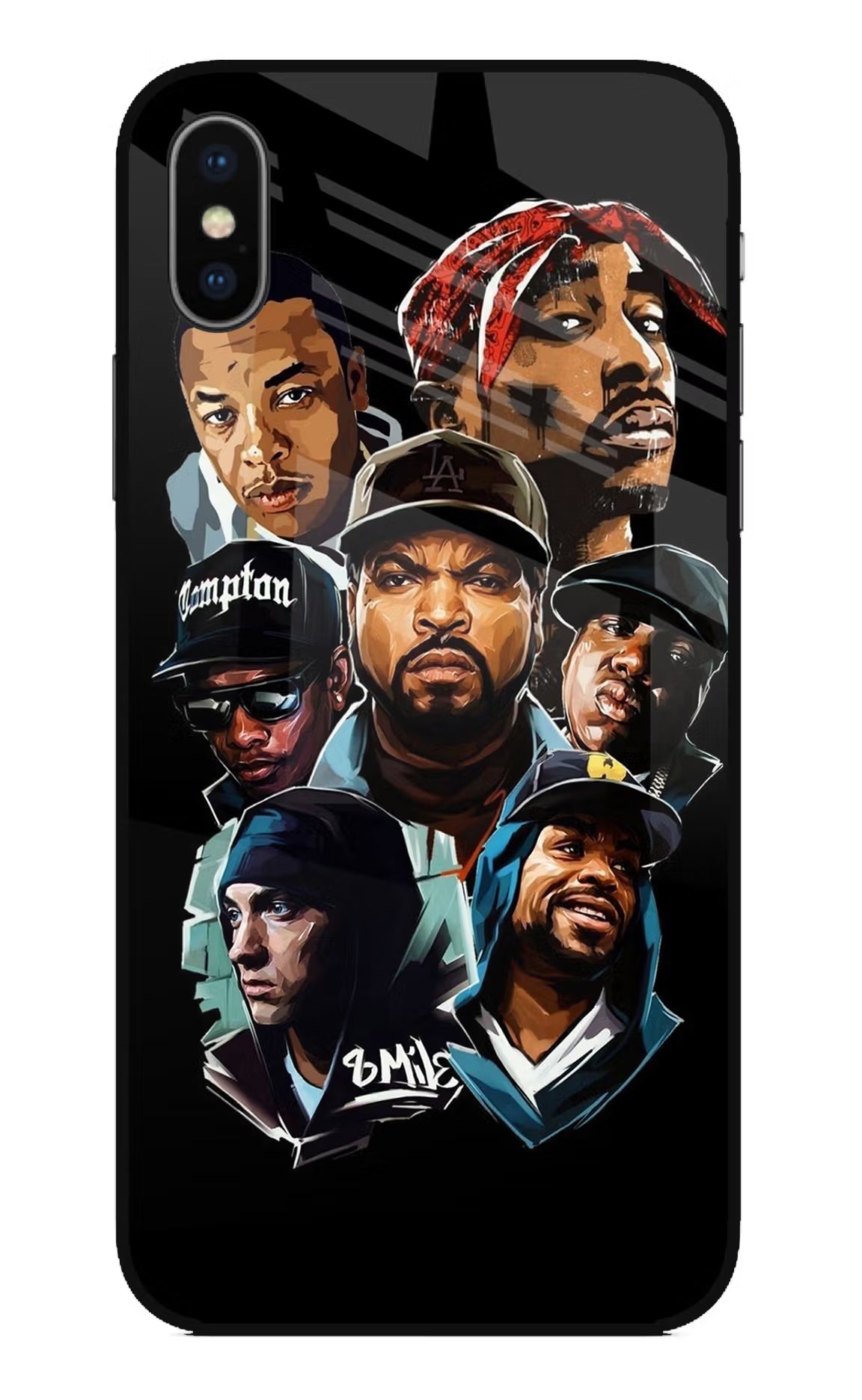 Rappers iPhone X Glass Case Back Cover by Casekaro