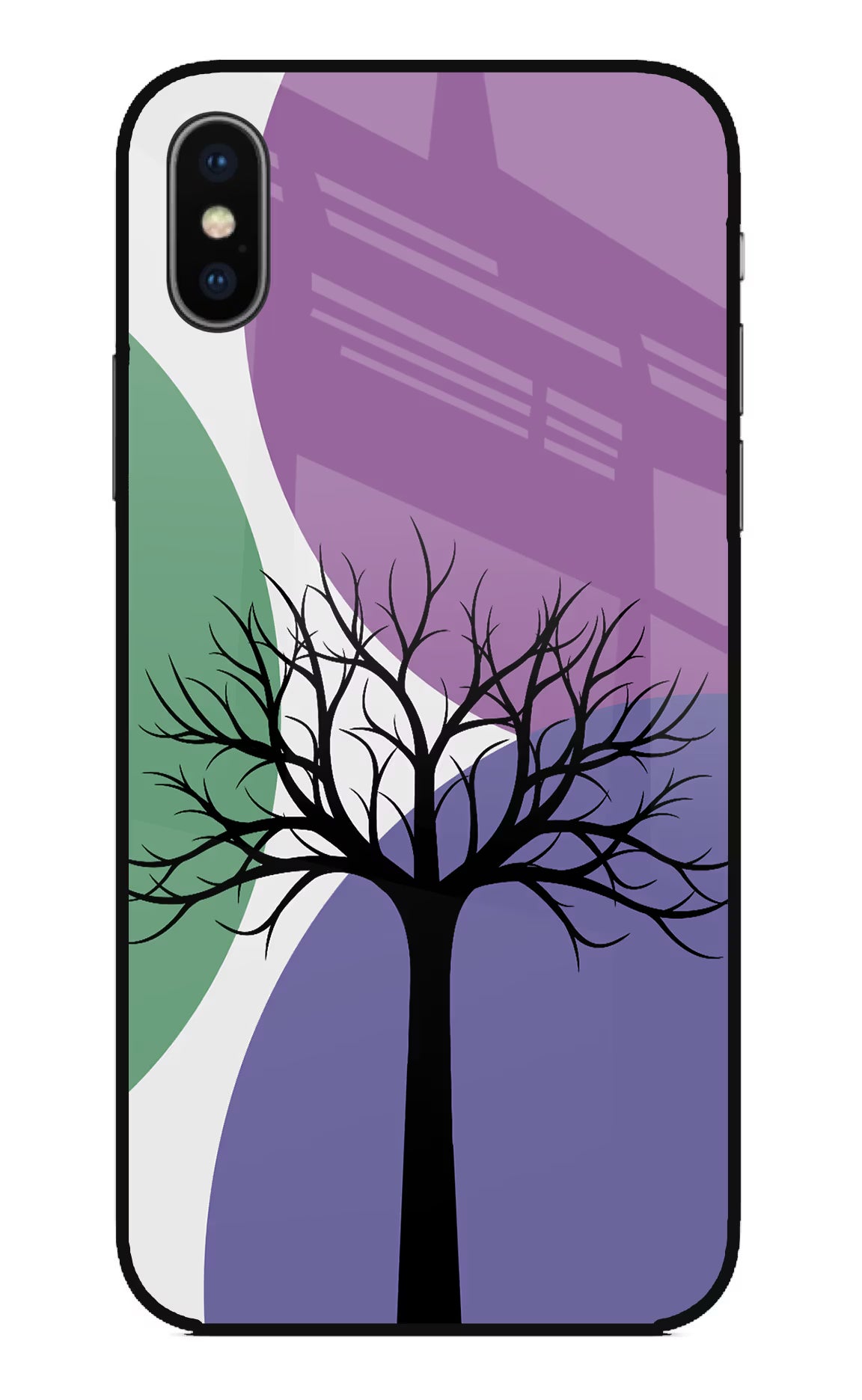 Tree Art iPhone X Glass Case Back Cover by Casekaro