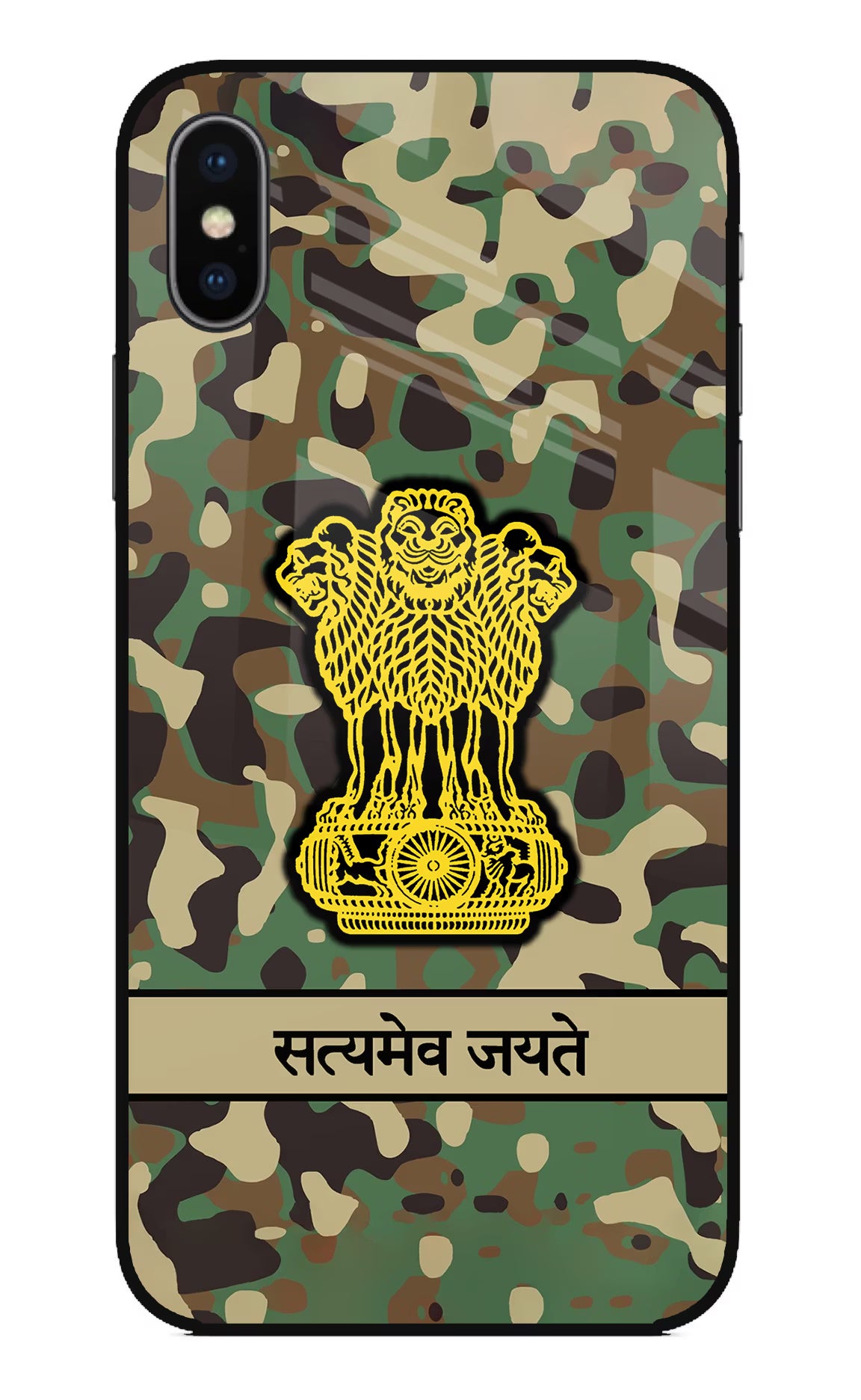 Satyamev Jayate Army iPhone X Glass Case Back Cover by Casekaro