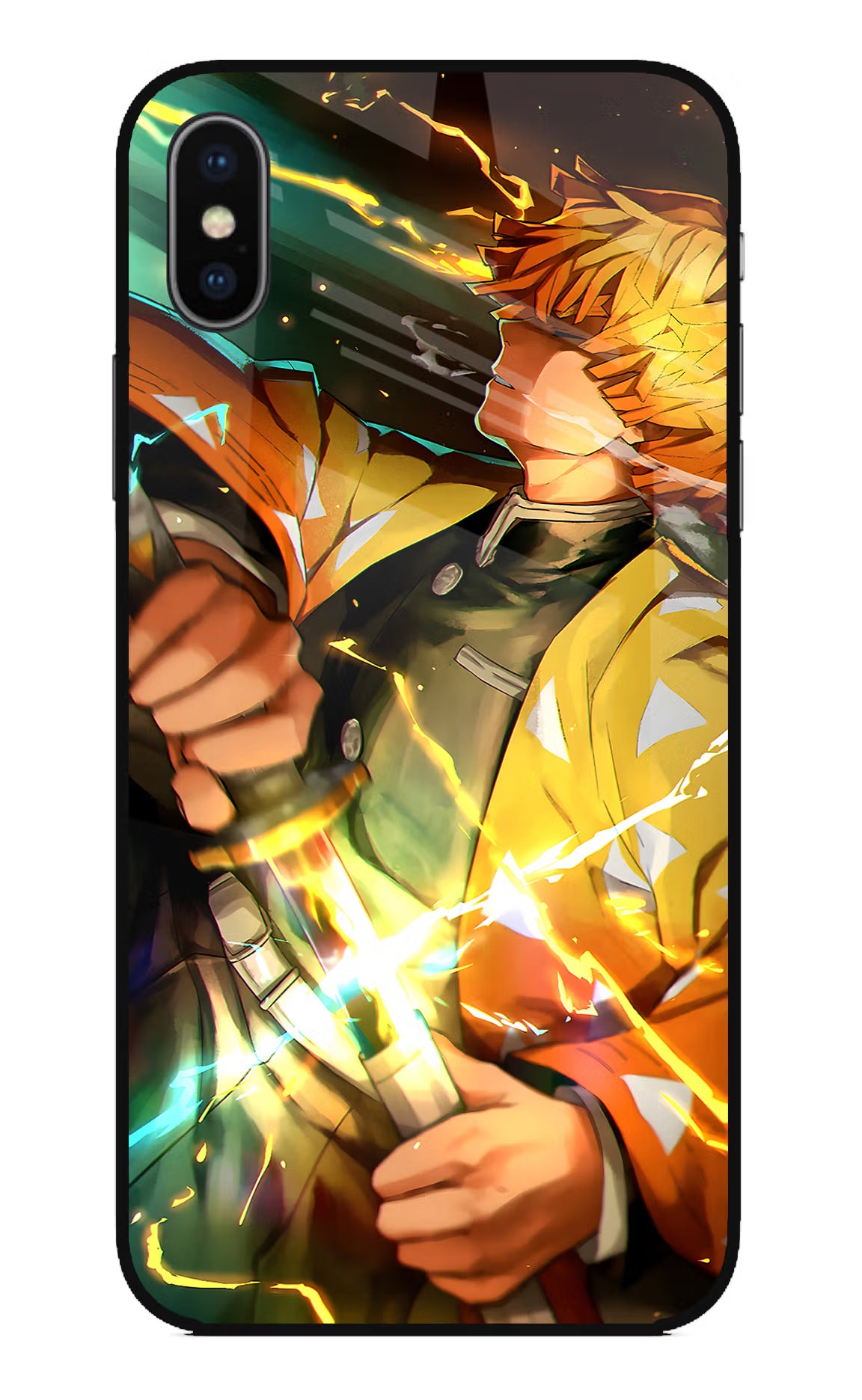 Demon Slayer iPhone X Glass Case Back Cover by Casekaro