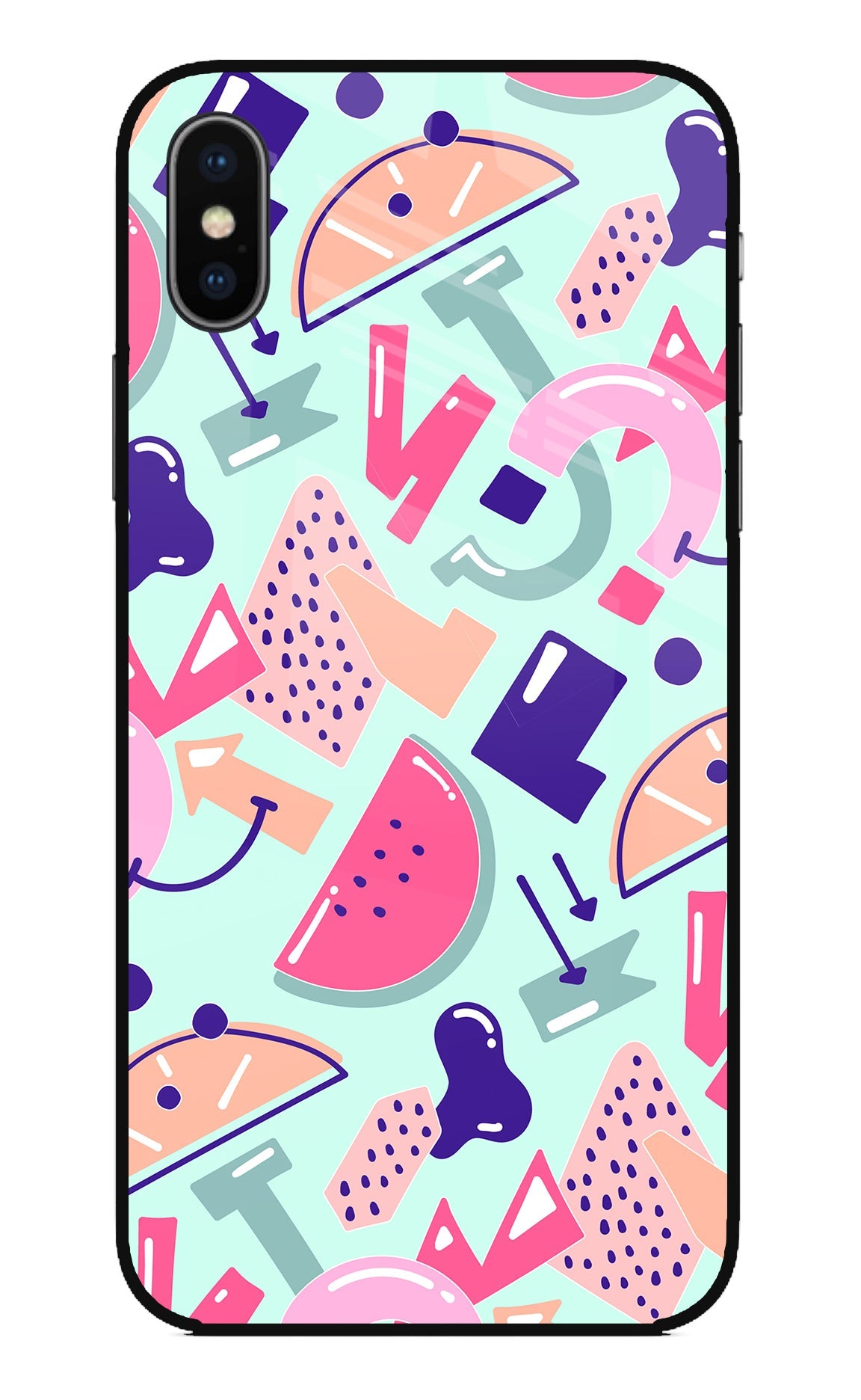 Doodle Pattern iPhone X Glass Case