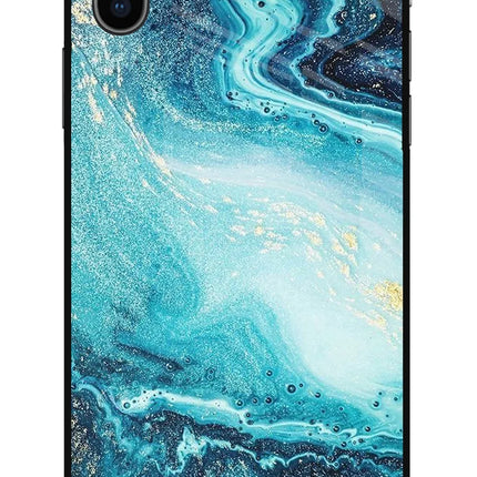 Blue Glitter Marble iPhone X Glass Case