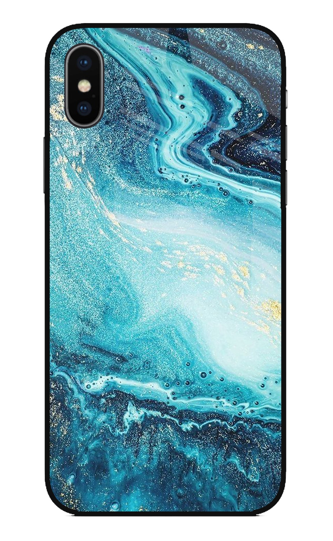 Blue Glitter Marble iPhone X Glass Case