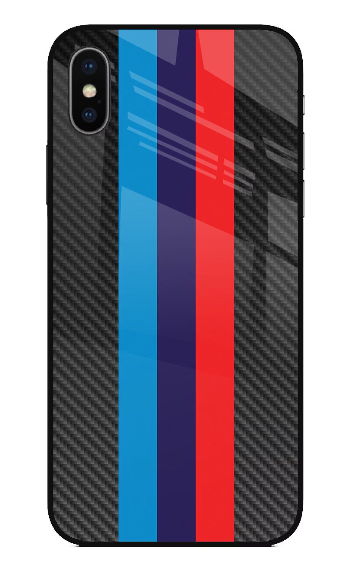 BMW Stripes Pattern iPhone X Glass Case Back Cover by Casekaro