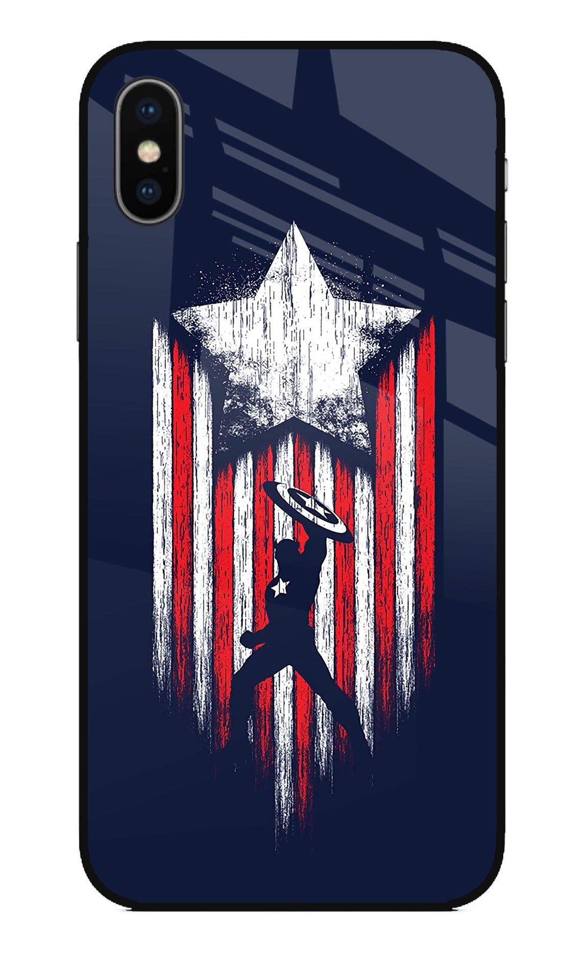 Captain America Marvel Art iPhone X Glass Case