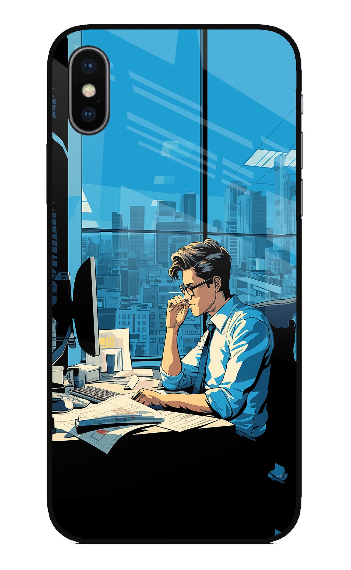 Focused Hustler (AI Generated) iPhone X Glass Case Back Cover by Casekaro