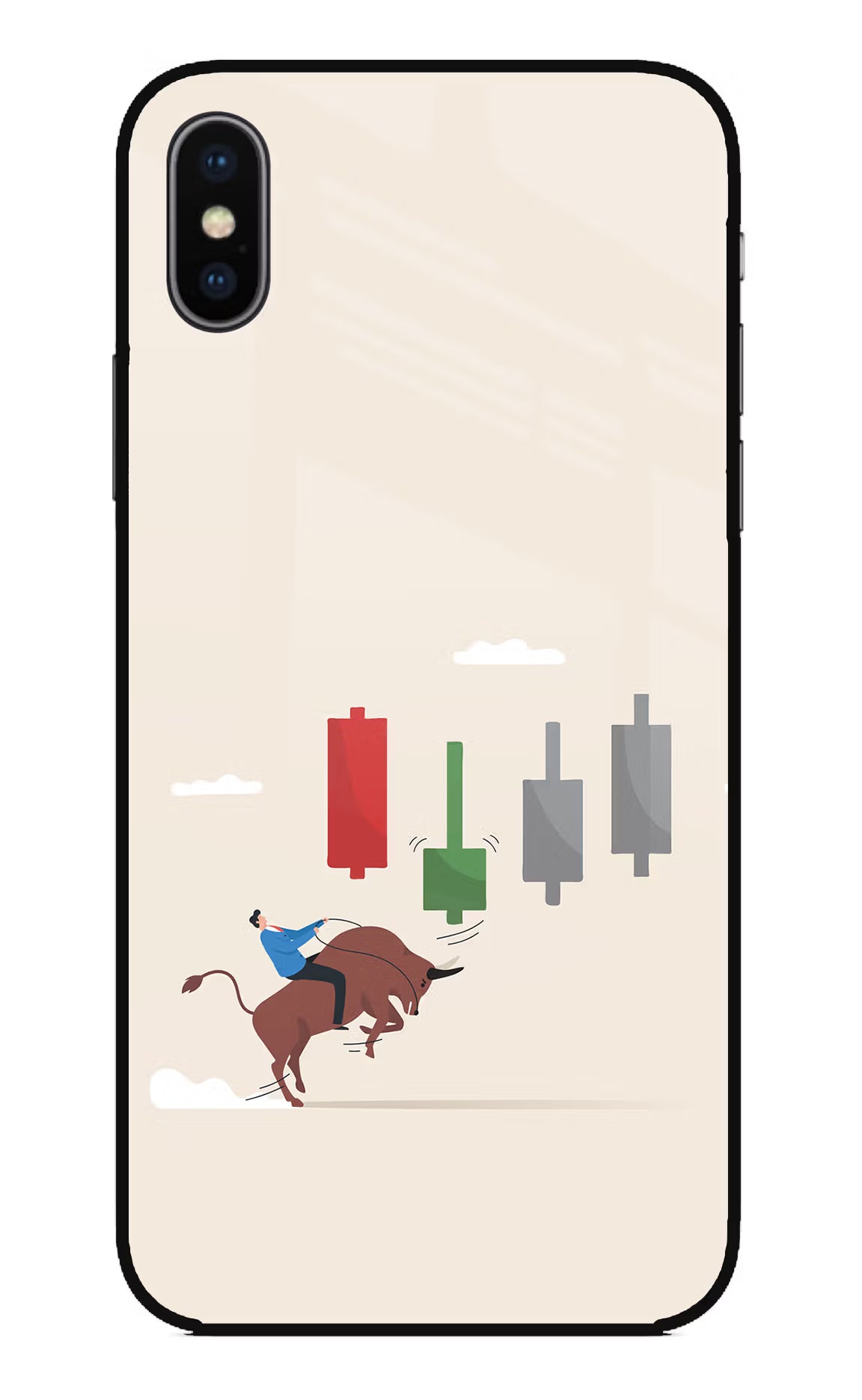Bull Trading Momentum iPhone X Glass Case Back Cover by Casekaro