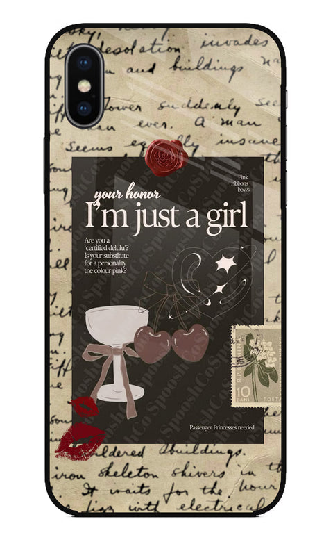I am just a girl iPhone X Glass Case