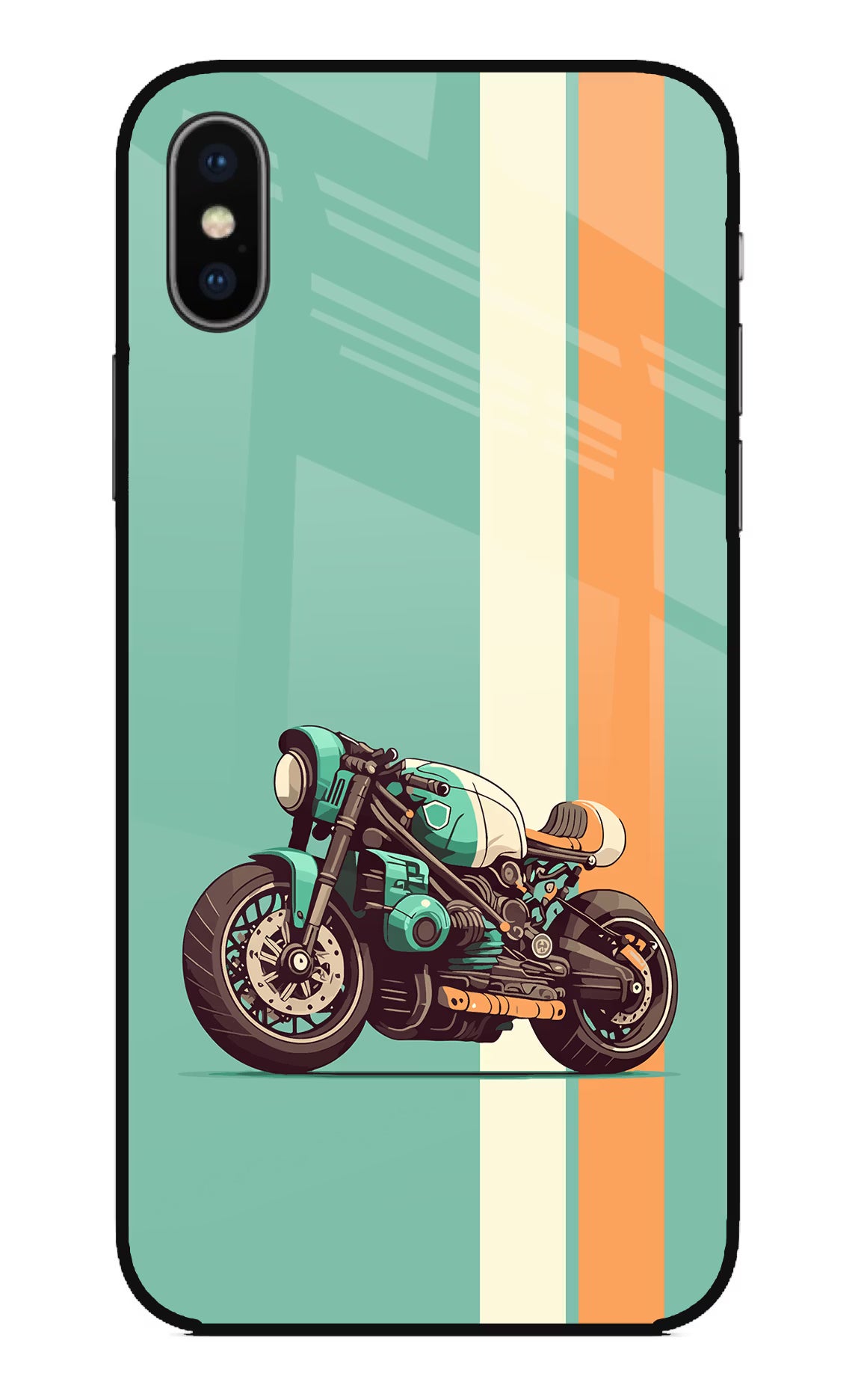 Striped Moto Drift iPhone X Glass Case Back Cover by Casekaro