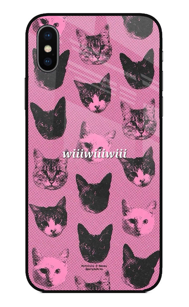 Pink Cats iPhone X Glass Case
