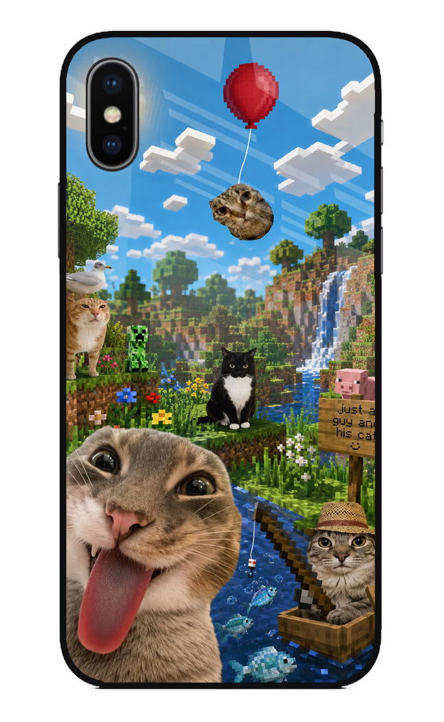 Minecraft Cat Chaos iPhone X Glass Case