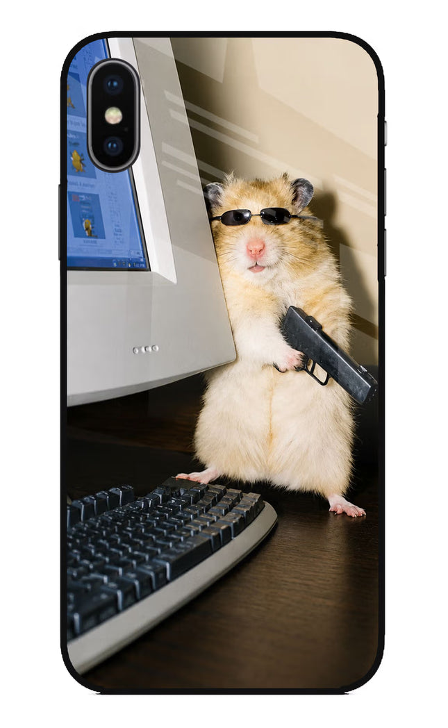 Hacker Hamster iPhone X Glass Case