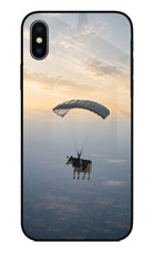 Skydiving Cow iPhone X Glass Case